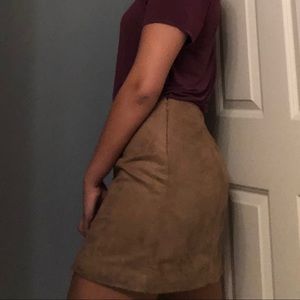 Brown suede skirt with gold buttons!!